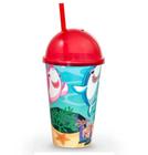 Copo infantil 550 ml milk shake decorado c/ canudo oceano