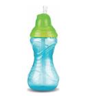 Copo Infantil Com Canudo Silicone Azul 300Ml Nuby - Cajovil