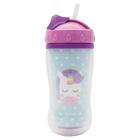 Copo Infantil com Parede Dupla Animal Fun Unicornio com Canudo Buba
