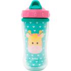 Copo Parede Dupla com Canudo Buba 280ml Animal Fun Girafa