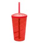 Copo Plastico espiral C/tampa e canudo 400ml