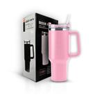 Copo Rosa Claro Quencher Térmico com Canudo 1200 ML Caneca Garrafa de Água Café Refrigerante Chá Copo Portátil