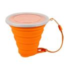 Copo Silicone Dobrável Retrátil Borda Inox Laranja