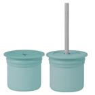 Copo Snack com Canudo Silicone Sip + Snack Aqua Green e Grey - Minikoioi