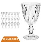 Copo Taça Vidro Diamante Transparente Para Agua 300ml 18Un