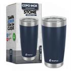 Copo Térmico Azul Escuro Stone Com Tampa Parede Dupla 500Ml