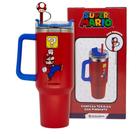 Copo Térmico Canecão Tumbler Inox 1,15L Canudo Super Mario