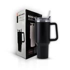 Copo Térmico com Canudo Parede Dupla Preto Grande 1200 Ml