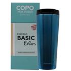 Copo Térmico Com Tampa Azul Basic Colors Para Viagem 400ML - Zona Criativa