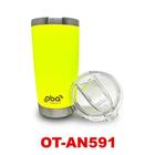 Copo Térmico com Tampa e Abridor 591ml Amarelo Neon - oba termic