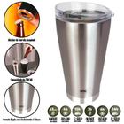 Copo Térmico de Cerveja Inox 700 ML c/ Tampa e Abridor - Conserva até 26h - MOR