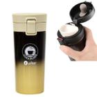 Copo Térmico De Cerveja Inox C/ Tampa 380 ml -Premuim gold - AIKER