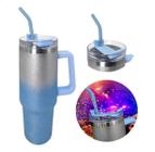 Copo Térmico Glitter Degradê Com Alça E Canudo De Inox 1200ml Grande