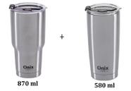 Copo Térmico Inox com Tampa Onix Térmic kit com 2 unidades de 500ml 870ml