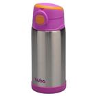 Copo Térmico Inox Parede Dupla c/ Canudo 400ml - Rosa - Buba