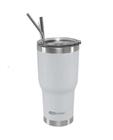 Copo Térmico Inox Siluet 850ml 2 Canudo e Escova NTK Branco