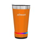 Copo térmico laranja c/ caixa som bluetooth e abridor de garrafas aço inox 420ml xdg-298 xtrad