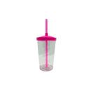 Copo Twister Cristal Com Tampa Colorida 500Ml Rosa Com 100Un