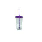 Copo Twister Cristal Com Tampa Colorida 500Ml Roxo Com 30Un