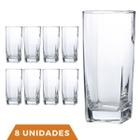 Copo Vidro 320ml Quadrado Bali Jogo com 8 Transparente Luxo - PRATICASA