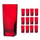 Copo Vidro 320Ml (Suco, Água) Bali Kit Com 12 Vermelho - Casa Linda