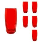 Copo Vidro 370ml Florence Glamour jogo c/ 6 Vermelho