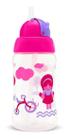 Copo Viva Com Canudo Retrátil Silicone Bebê Infantil 330ml Rosa - Lolly