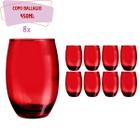 Copos California Redondo Vidro Vermelho Mesa 450ml 8 Unidade