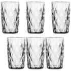 Copos De Vidro Diamond Jogo 6 Copos Água Suco Diamond Transparente