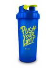 Coqueteleira 600 ml Push Your Limit Garrafa Plástica Azul e Verde Livre BPA Água Academia - BrasFoot