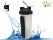 Coqueteleira Squeeze 600ml com Porta Suplementos Cápsula Garrafa Fitness Academia