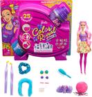 Cor da Barbie revelar glitter! Hair Swaps Doll, Glittery Pink com 25 penteados e surpresas temáticas de festa, incluindo 10 peças de cabelo plug-in, presente para crianças de 3 anos de idade e up