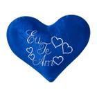 Coração de pelúcia azul 28x22cm bordado com zíper eu te amo