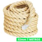 Corda De Sisal 32mm 7 Metros Reforçada Naval Decoração Exercício Funcional Escalada