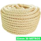 Corda De Sisal 32mm Rolo 30 Metros Reforçada Decoração Exercício Funcional Amarração Decks