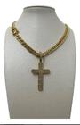 Cordão 7Mm Grumet Feminino + Pingente Cruz Banhado A Ouro18K