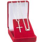 Cordão Corrente De Prata 925 Masculina Piastrine 2.5mm 70cm Pingente Cruz Crucifixo