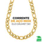 Cordão Corrente Elo Grumet 3x1 Grosso Dourado Aço Inox e Nota Fiscal