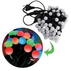 Cordão de Luzes 50 LEDs Globo Leitoso RGB Colorido 127v Decoração Pisca Natal Festa - Taschibra