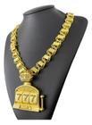 Cordão Dubai 17Mm + Pingente Cassino 777 Banhado A Ouro 18K