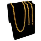 Cordão Elo Duplos Corrente Masculina 4mm Banhada Ouro 18k Colar Moderno