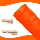 Cordão Encerado 1mm - Fio Cordone Laranja Neon - 100 Metros - Nybc