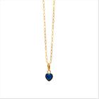 Cordão Feminino Bailarina Ouro 18 K 750 45cm Pingente Coração Azul