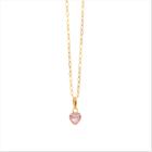 Cordão Feminino Bailarina Ouro 18 K 750 45cm Pingente Coração Rosa Claro