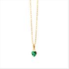 Cordão Feminino Bailarina Ouro 18 K 750 45cm Pingente Coração Verde