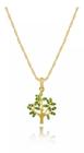 Cordão Feminino Ouro 18k 50cm Pingente Árvore Da Vida Verde Emeralda