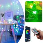 Cordão LED Pingente Estrelas RGBW Coloridas 100 Luzes Bluetooth Controle App TB1875