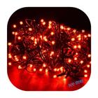 Cordão Pisca 100 Led Prova Dágua Fixo Vermelho Fio Verde 10m Decor Natal 220v - PCO