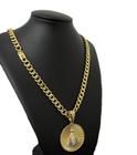 Cordão Pitbulll 10Mm + Pingente Nossa Sra Banhado A Ouro 18K