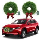 Coroa de flores de carro de Natal com capa de coroa de LED, decoração de carro, 2 peças